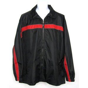 i5 Apparel Men's Black Red Stripe Windbreaker Jacket Water Resistant Size Large